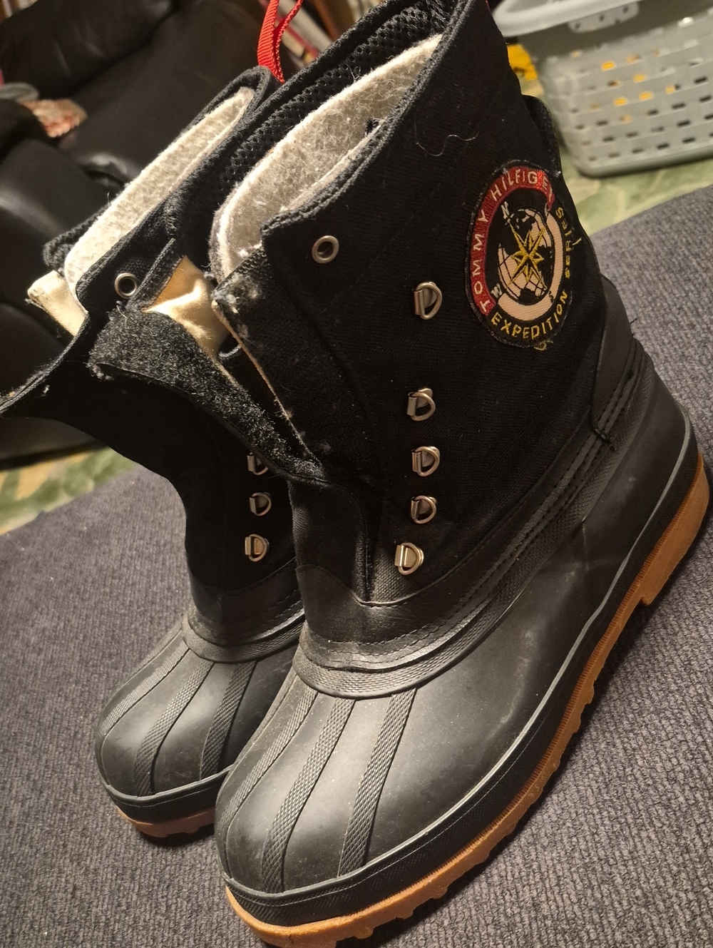 Tommy Hilfiger Black and Brown Expedition Duck Boots